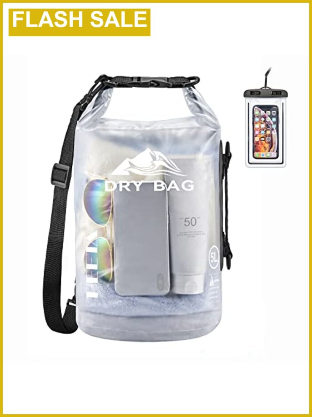 HEETA Waterproof Dry Bag Backpack PVC Roll Top with Phone Case